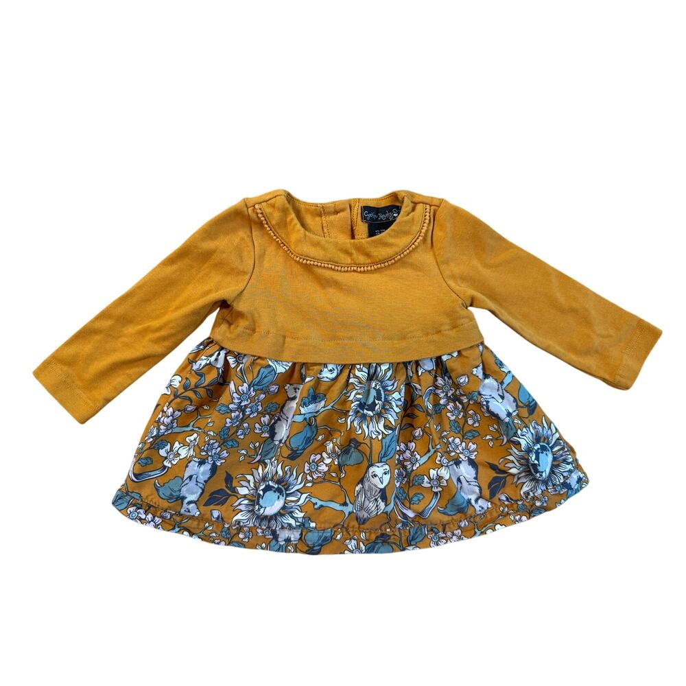 Cynthia Rowley Fall Floral Peplum Top Girls 12 Months Mustard Yellow Woodland